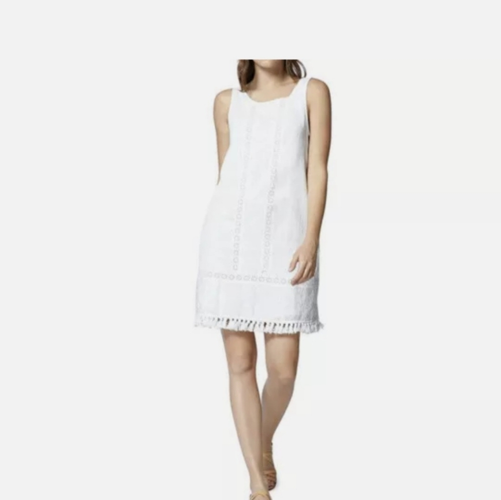 Sanctuary White Sleeveless Alicia Boheme Embroidered Fringe Cotton Dress XL